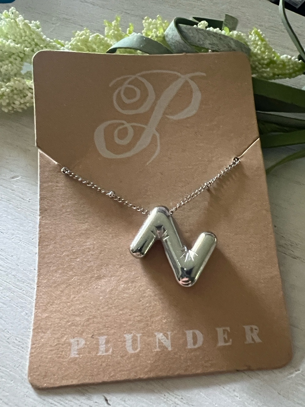 Plunder “z” silver tone necklace
